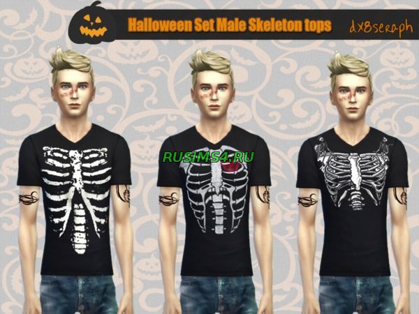 Halloween Set Male Skeleton Tops от dx8seraph