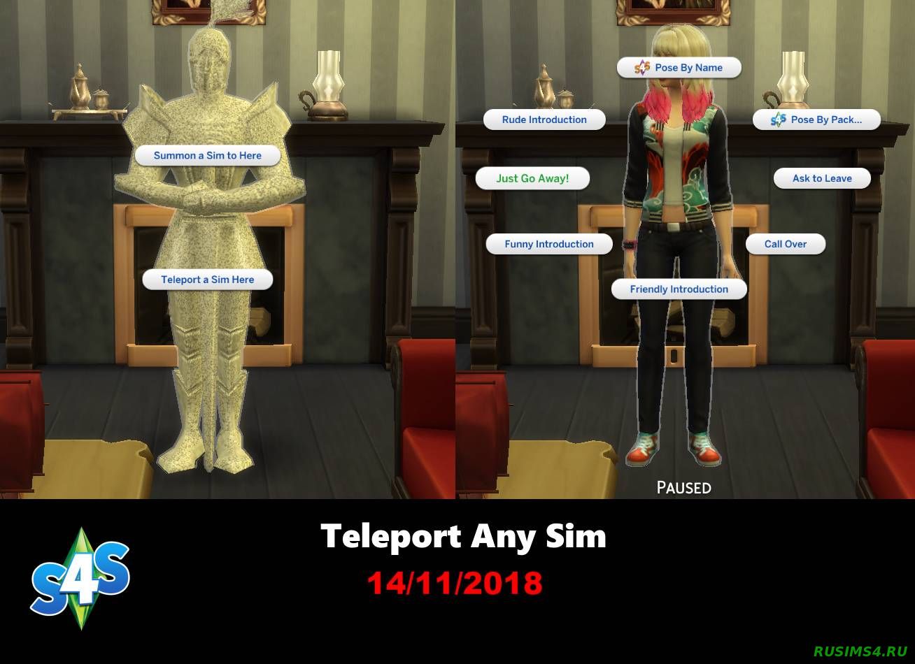 Мод для телепортации симов Teleport Any Sims для Симс 4